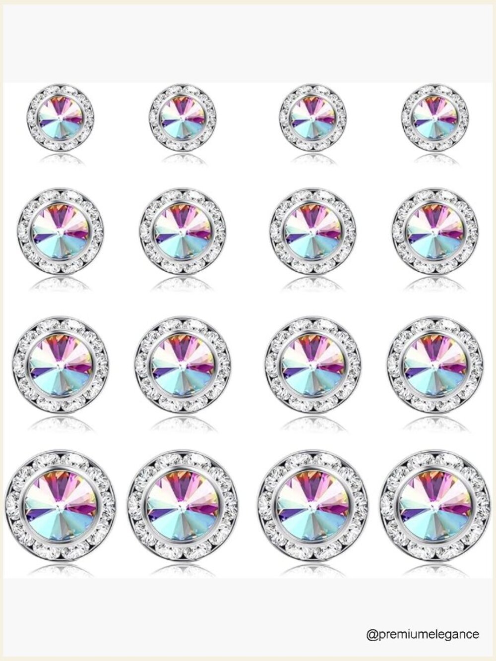 8-Pair Rhinestone Stud Earrings Set for Dance Performances Stage Party